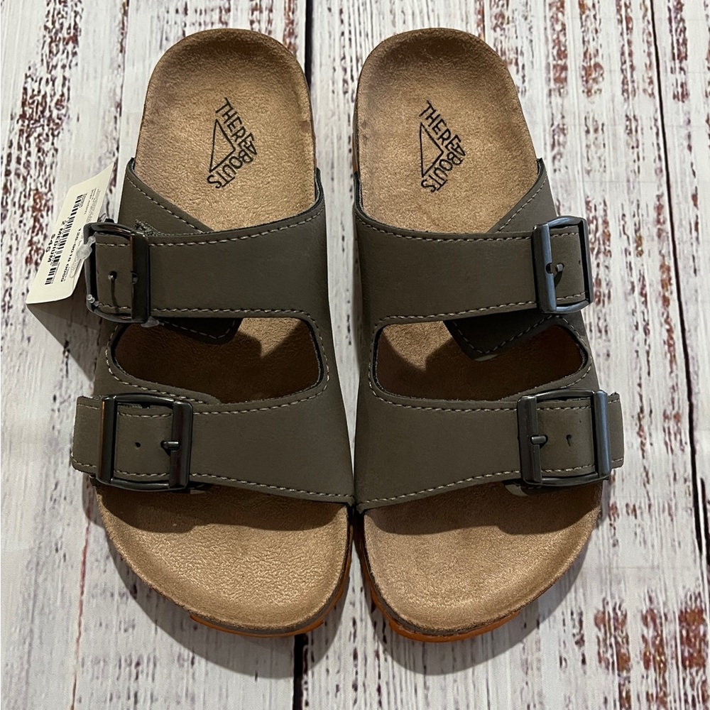 NWT Thereabouts Big Kids’ Sandals-Taupe with Buckle Straps-Size 2